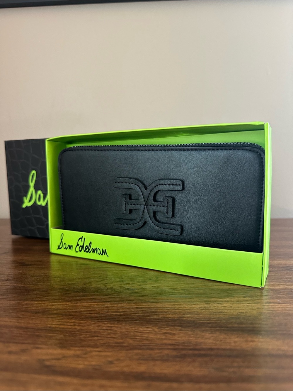 Sam Edelman Sophia Black Zip Around Wallet NWT